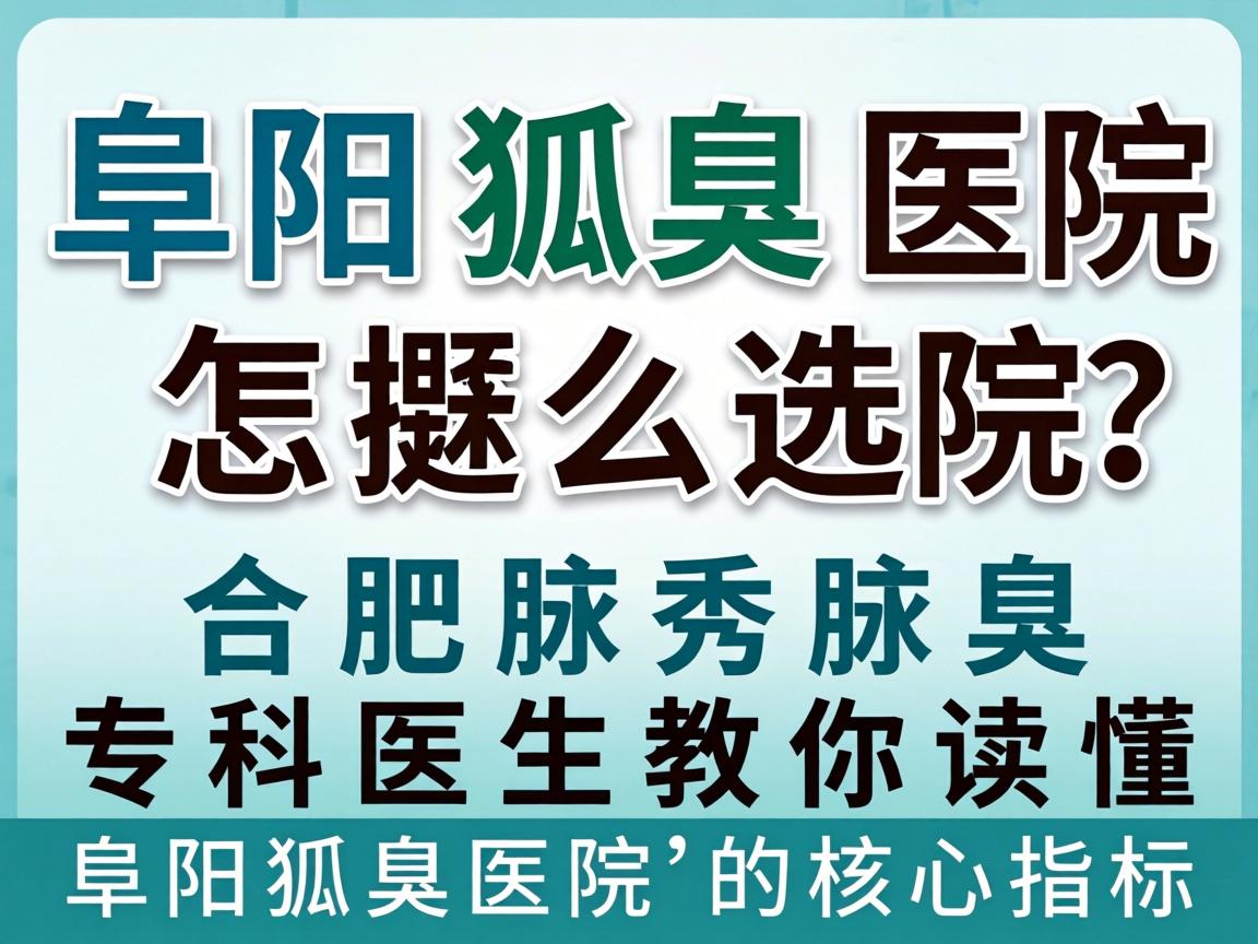阜阳狐臭医院怎么选？合肥腋秀腋臭专科医生教你读懂阜阳狐臭医院的核心指标