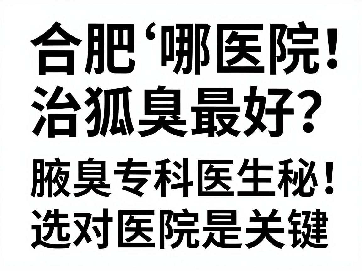合肥哪家医院治狐臭最好？腋臭专科医生揭秘，选对医院是关键