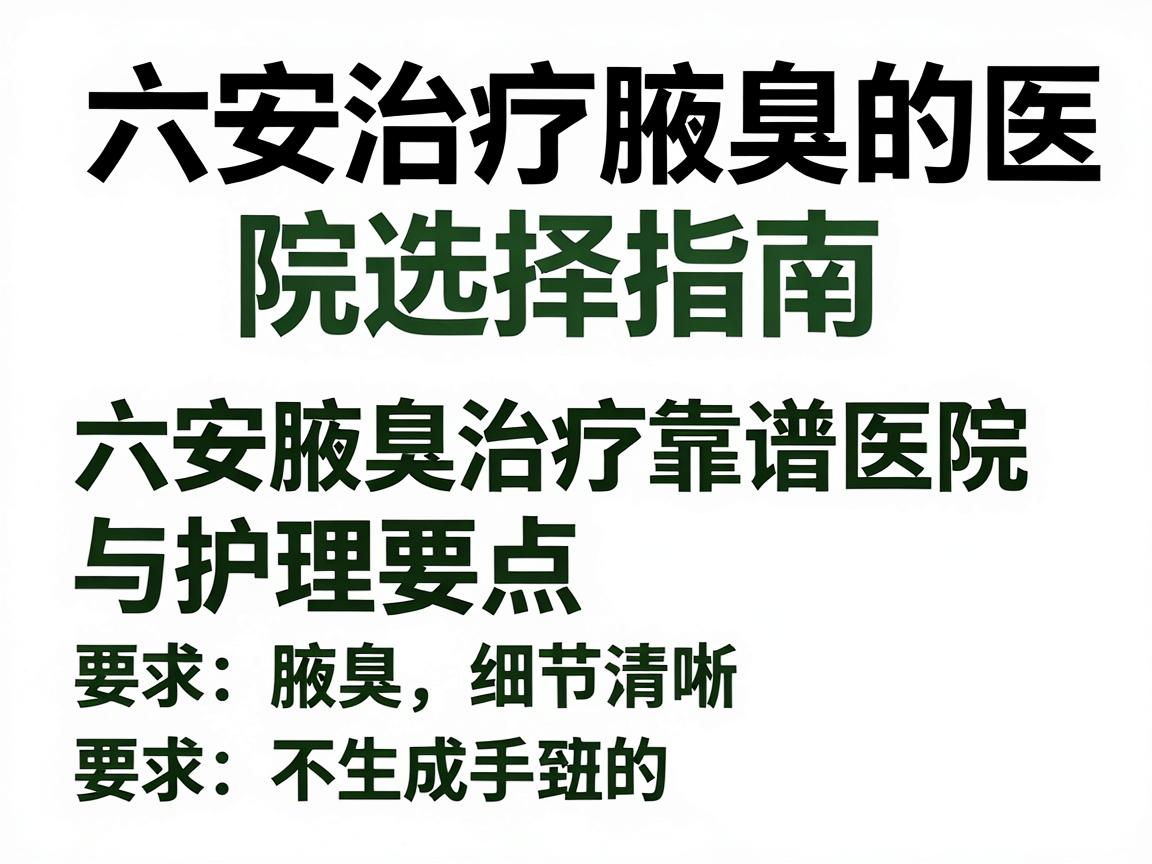 六安治疗腋臭的医院选择指南，六安腋臭治疗靠谱医院与护理要点
