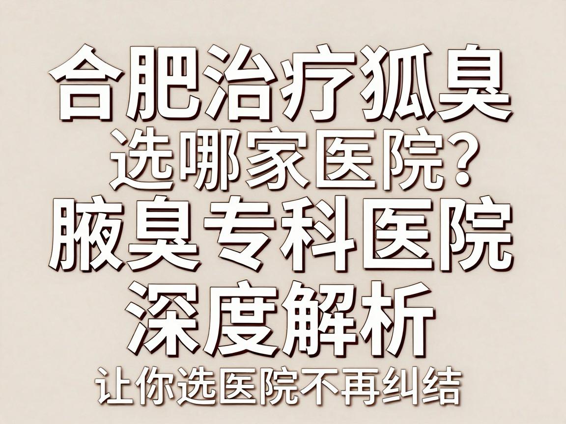 合肥治疗狐臭选哪家医院？合肥腋秀腋臭专科医院深度解析，让你选医院不再纠结