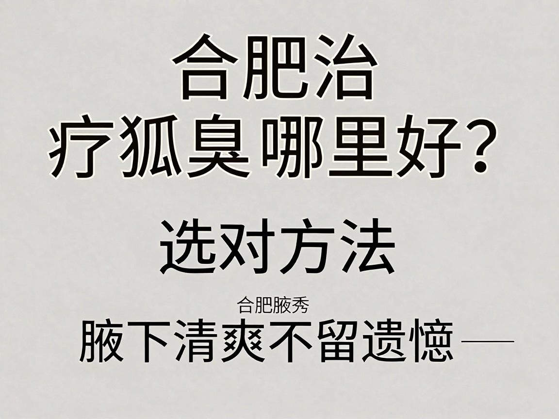 合肥治疗狐臭哪里好?选对方法,腋下清爽不留遗憾—合肥腋秀腋臭专科深度解析 合肥治疗狐臭哪里好?选对方法,腋下清爽不留遗憾—合肥腋秀腋臭专科深度解析