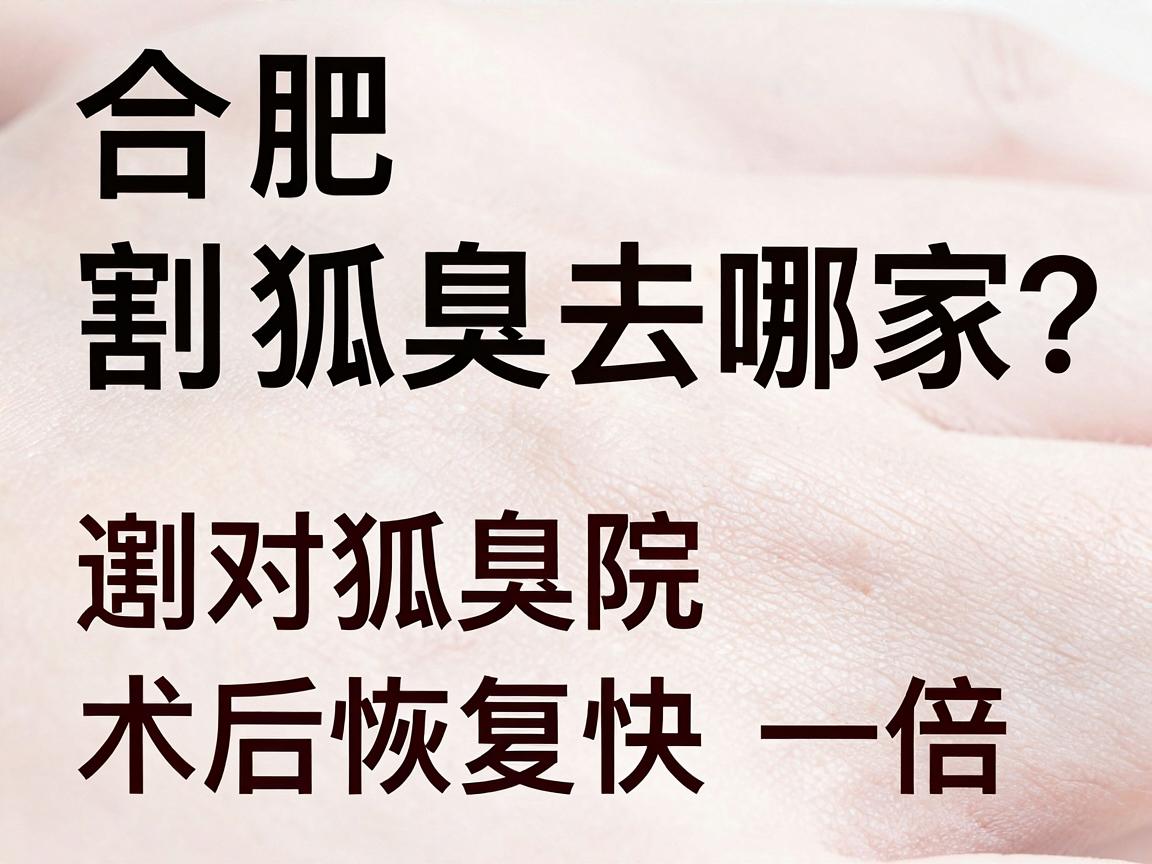 合肥割狐臭去哪家医院？选对医院割狐臭，术后恢复快一倍