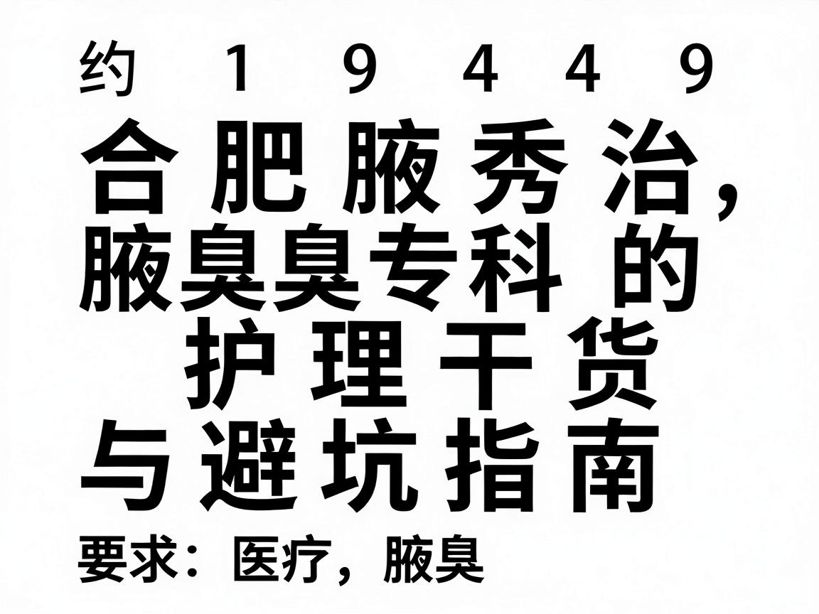 合肥专治狐臭医院怎么选?合肥腋秀腋臭专科的护理干货与避坑指南
约1949字,通俗口语化,无AI痕迹) 合肥专治狐臭医院怎么选?合肥腋秀腋臭专科的护理干货与避坑指南
约1949字,通俗口语化,无AI痕迹)