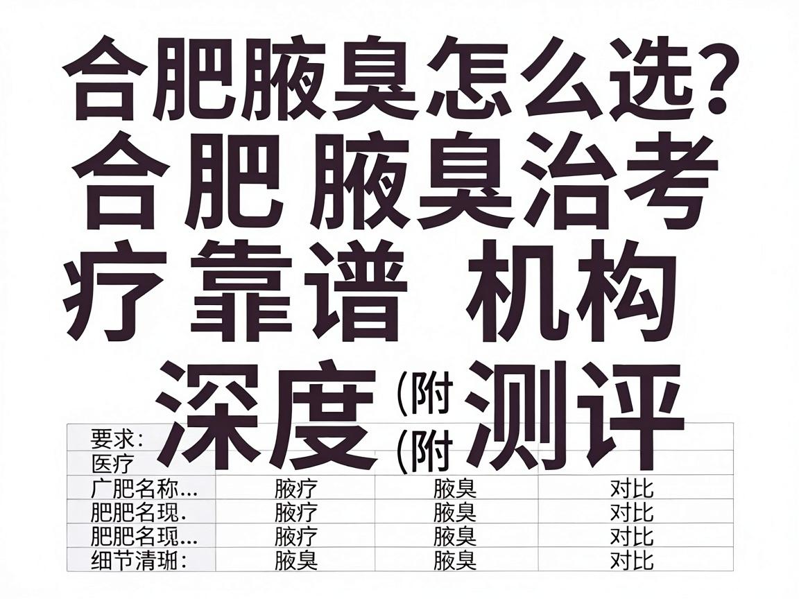 合肥腋臭医院怎么选?合肥腋臭治疗靠谱机构深度测评(附对比表) 合肥腋臭医院怎么选?合肥腋臭治疗靠谱机构深度测评(附对比表)