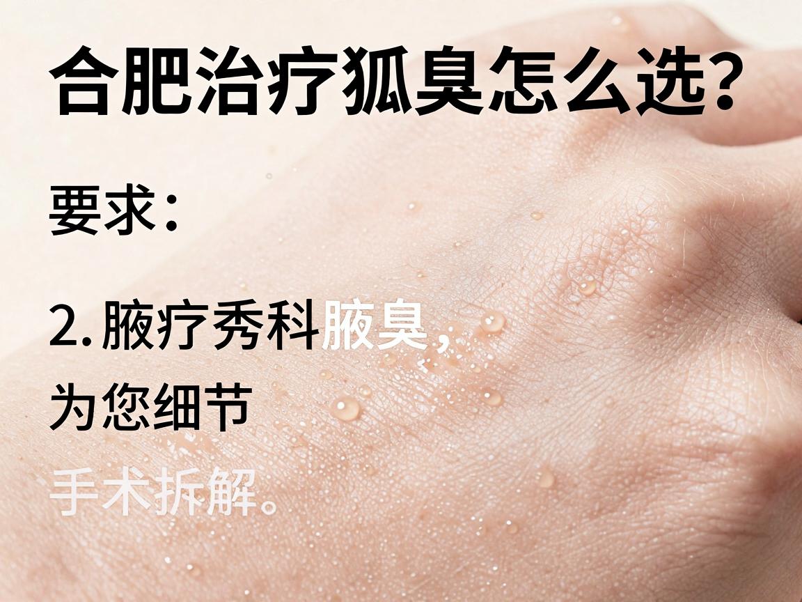 合肥治疗狐臭的医院怎么选?合肥腋秀专科为您拆解手术细节
内容 合肥治疗狐臭的医院怎么选?合肥腋秀专科为您拆解手术细节
内容