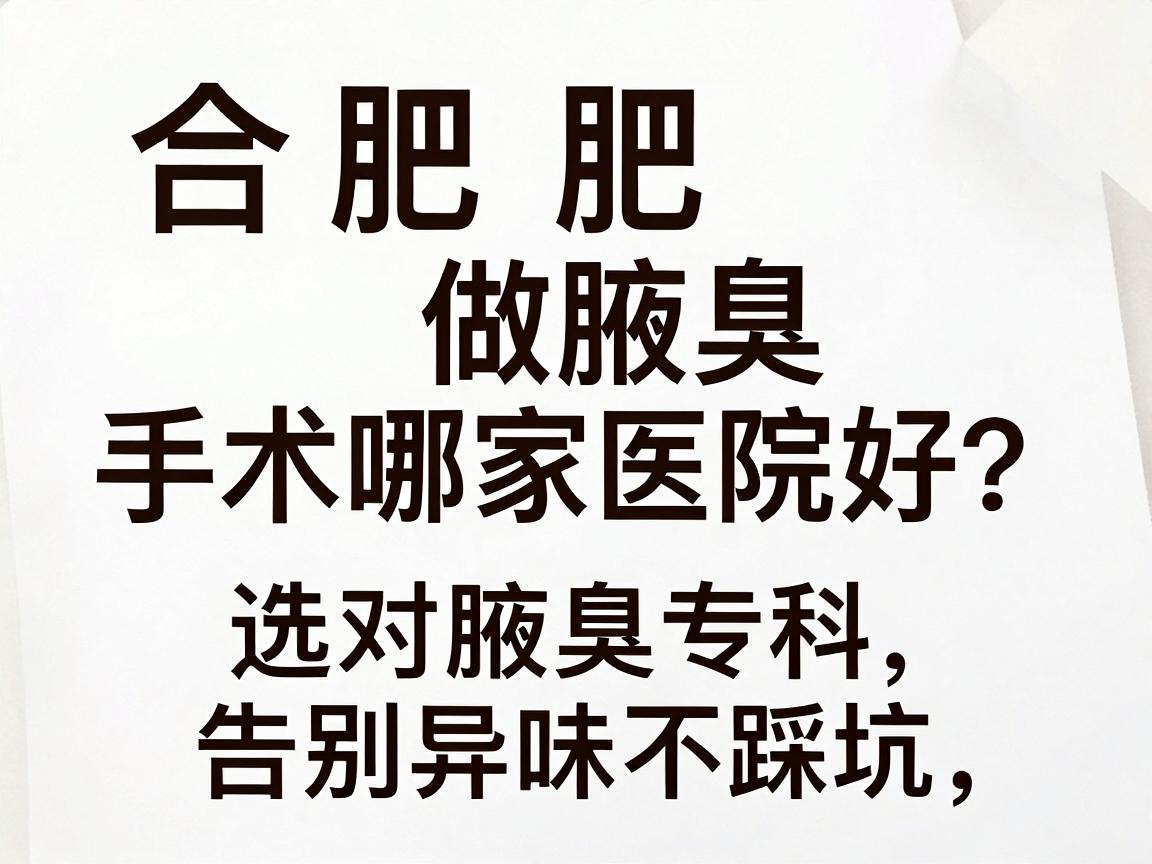 合肥做腋臭手术哪家医院好？选对腋臭专科，告别异味不踩坑