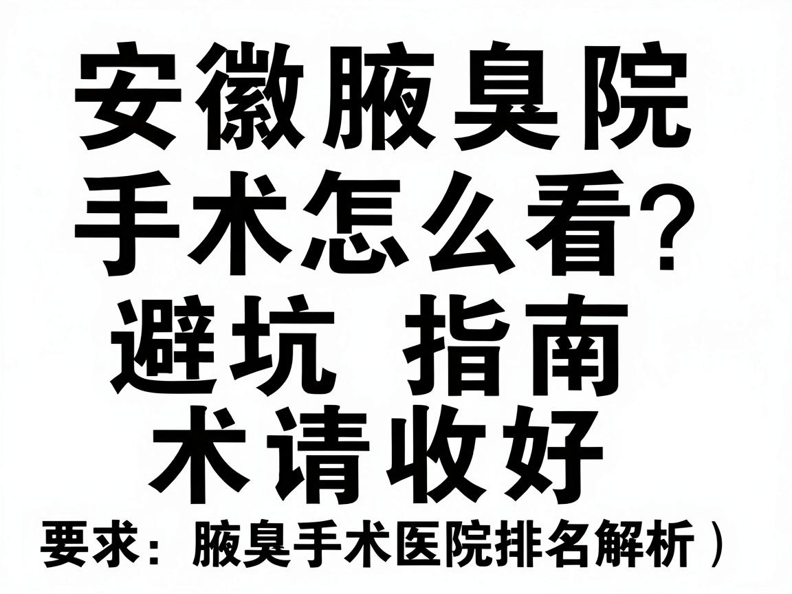 安徽腋臭手术医院排名怎么看？这份腋臭手术避坑指南请收好（附腋臭手术医院排名解析）